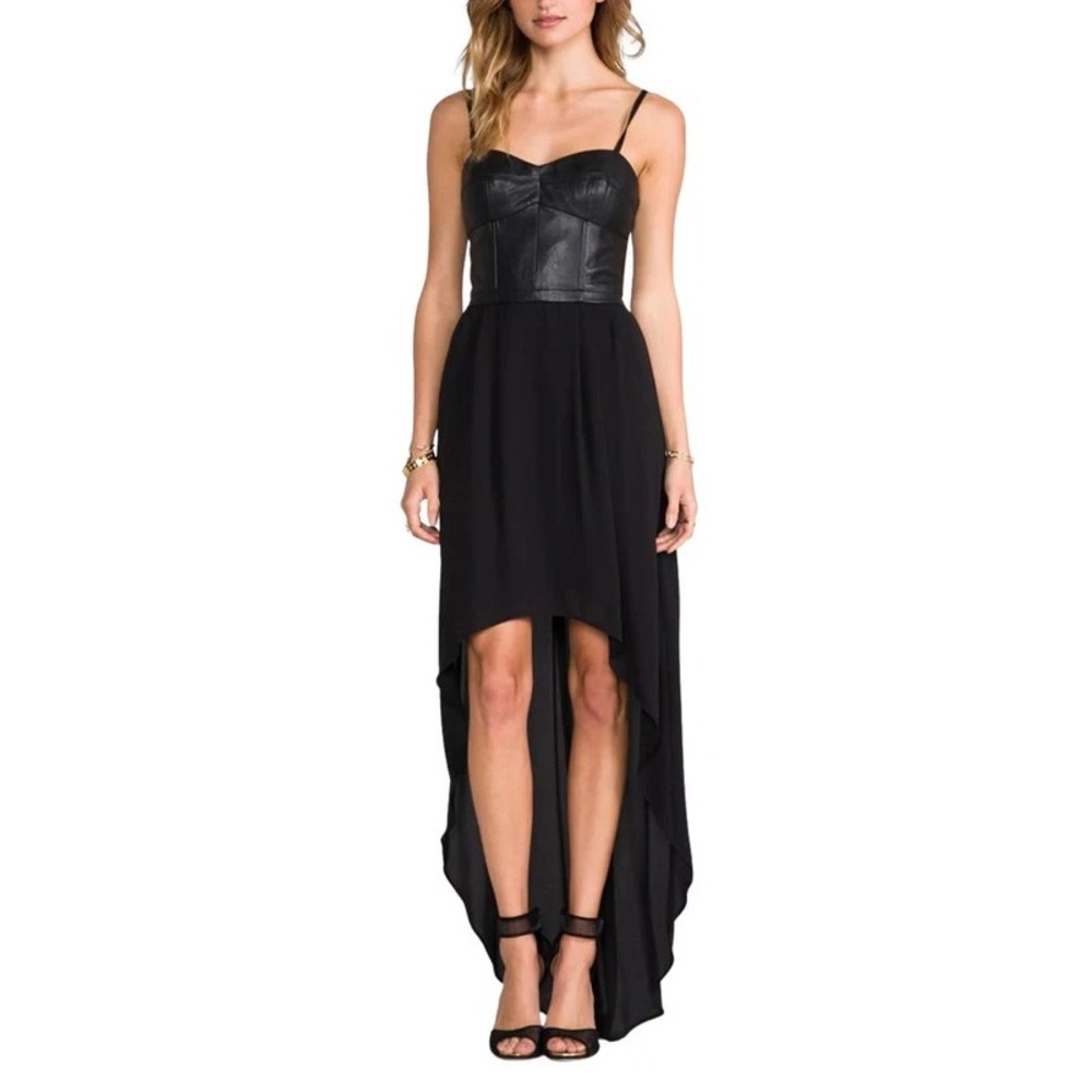 Bcbg Maxazria Faux Leather Corset Maxi Dress XXS Black Leandra High Low Goth NWT - Picture 7 of 12